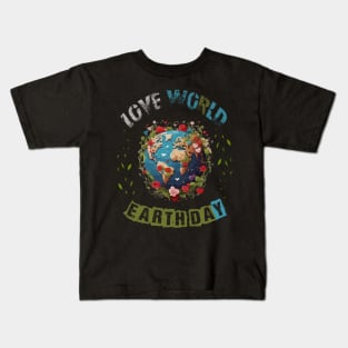 Love World Earth Day 2024 planet Environmental Kids T-Shirt